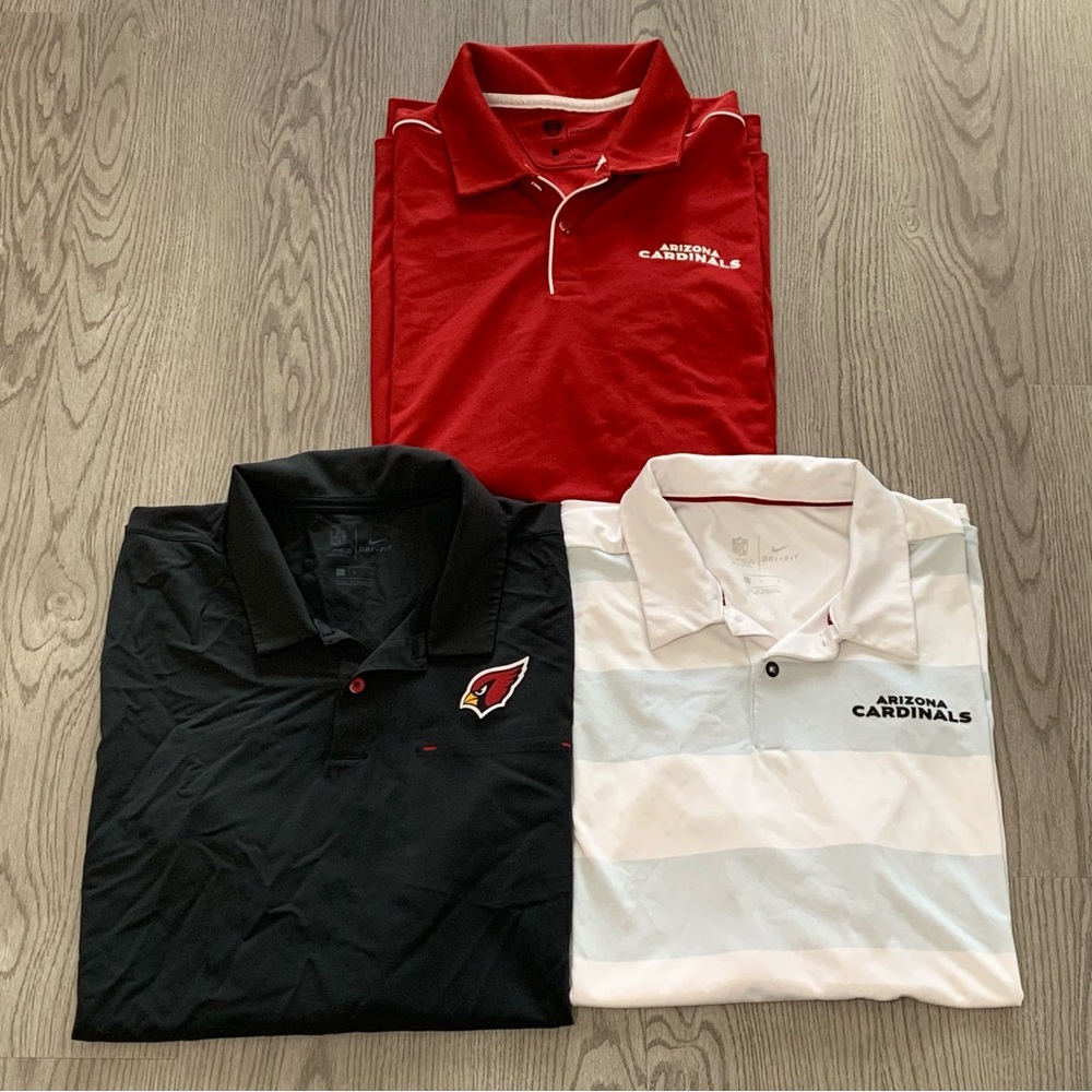 Nike Arizona Cardinals Lot of‎ 3 NFL On Field Dri-Fit PerformancePolo Shirts LRG